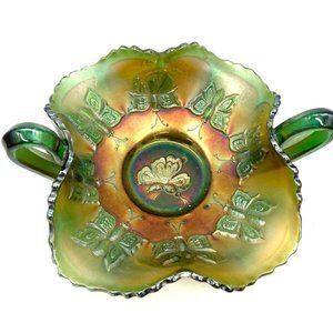 Vtg. Fenton Carnival Glass Butterfly Handled Bon Bon Dish